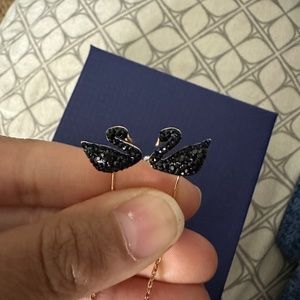 Authatic Black swan hanging  earring